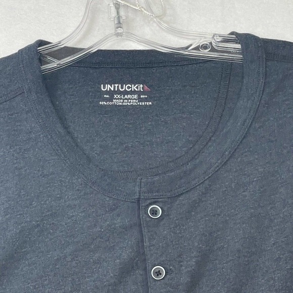 UNTUCKit Mens Size XXL 2XL Blue/Grey Albarino Long Sleeve Henley Shirt - Picture 7 of 12